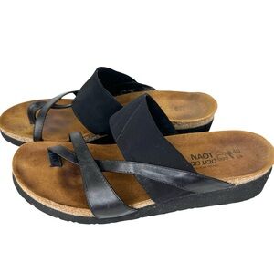 Naot Black Sandals Women’s 9 Cork Leather